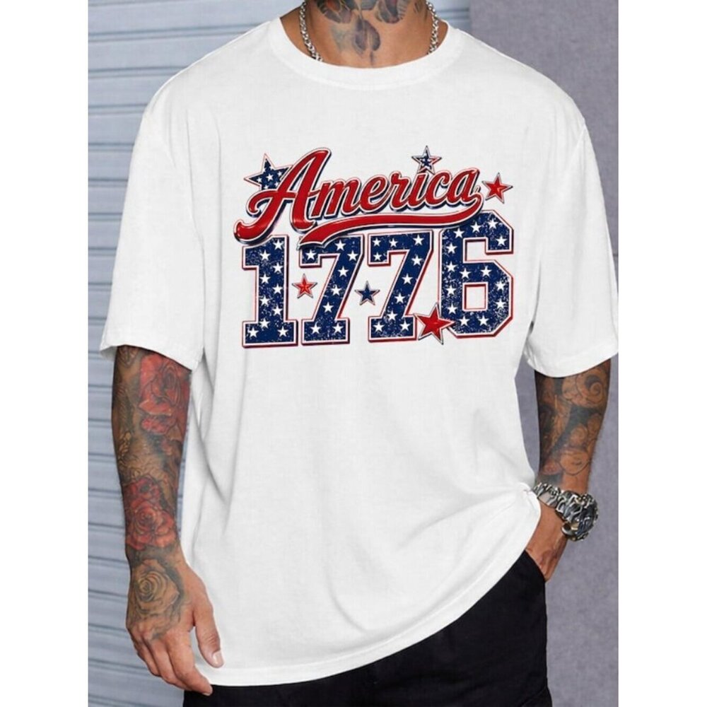 1776 America Patriotic T-Shirt, USA Flag Independence Day T Shirt .
